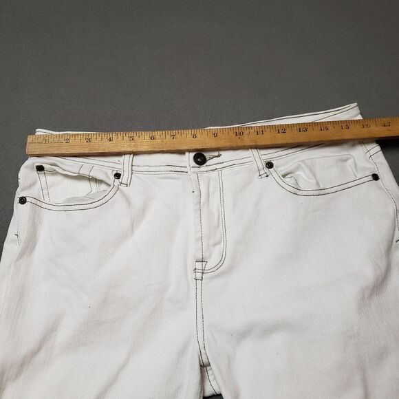 Frilli exchange White jeans / Crop / Capri With Embroidery Sz 13/14 - Picture 14 of 16